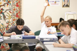 A student raising his hand