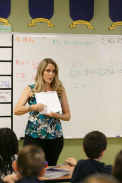 A teacher teaches about circles