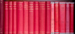red books on a shelf